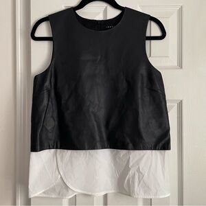 Theory Black and White Layered Sleeveless Blouse
